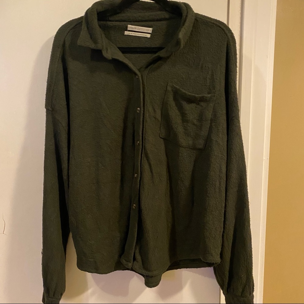 Soft Oversized Olive Green Button Up
